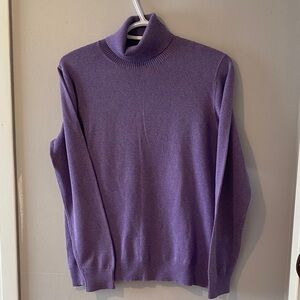 Lands’ End Purple Cotton Blend Turtleneck Women’s Size Medium Fall Office Casual